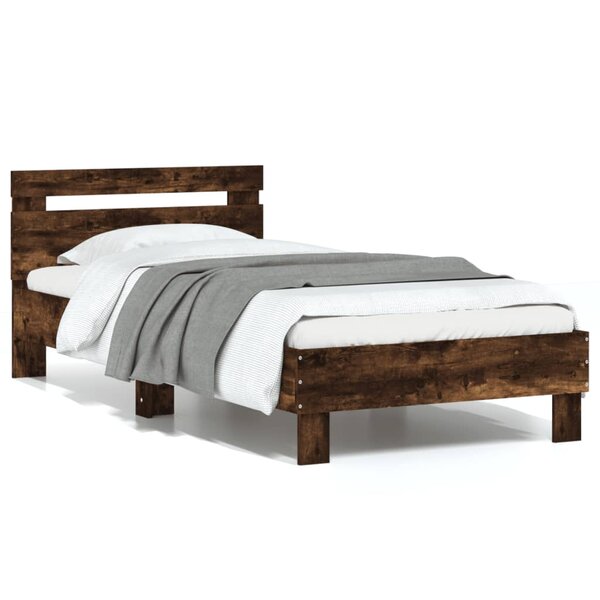 vidaXL Cadre de lit sans matelas avec tête de lit chêne fumé 90x190 cm