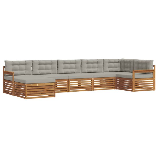vidaXL Ensemble de canapés d'extérieur 7 pc Gris Naturel et Clair