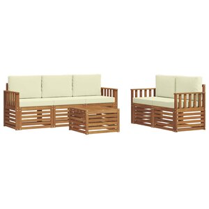 vidaXL Ensemble de canapés d'extérieur 6 pc Naturel et Crème