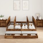vidaXL Cadre de lit avec rangement vieux bois 160x200 cm