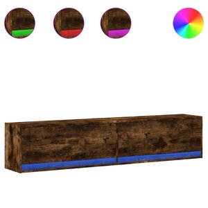 vidaXL Meuble TV mural avec LED chêne fumé 180x31x38 cm