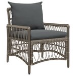 vidaXL Chaise de jardin avec coussins Gris en poly rotin