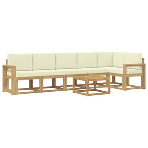 vidaXL Ensemble de canapés d'extérieur 7 Pièces Blanc et crème Polyester
