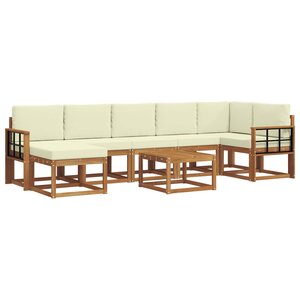 vidaXL Ensemble de canapés d'extérieur 8 pc Naturel et Crème