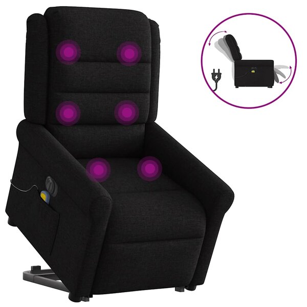 vidaXL Fauteuil inclinable de massage électrique Noir Tissu