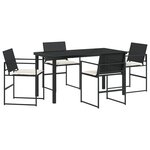 vidaXL Ensemble de Dîner de Jardin 5 Pièces avec Coussins Noir Rotin Poly