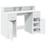 Bureau table poste de travail meuble d'ordinateur informatique étude avec lumières LED 120 x 55 x 91 cm bois d'ingénierie blanc 02_0023404