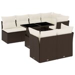 vidaXL Salon de jardin 8 Pièces avec coussins marron résine tressée