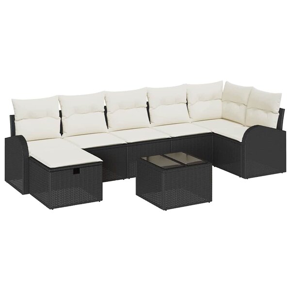 vidaXL Ensemble de Canapés avec coussin Noir et Crème polyrotin