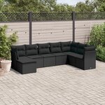 vidaXL Salon de jardin 8 Pièces avec coussins noir résine tressée
