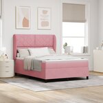 vidaXL Lit à ressorts avec un matelas rose en velours de 140 x 190 cm