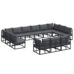 vidaXL Ensemble de canapé de jardin avec coussin 13 Pièces Noir Aluminium
