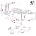 vidaXL Cadre de lit avec rangement Chêne fumé 100 x 200 cm