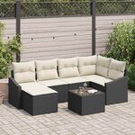 vidaXL Ensemble de canapé de jardin 7 Pièces Noir Poly rotin