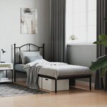 vidaXL Cadre de lit métal sans matelas avec tête de lit noir 80x200 cm