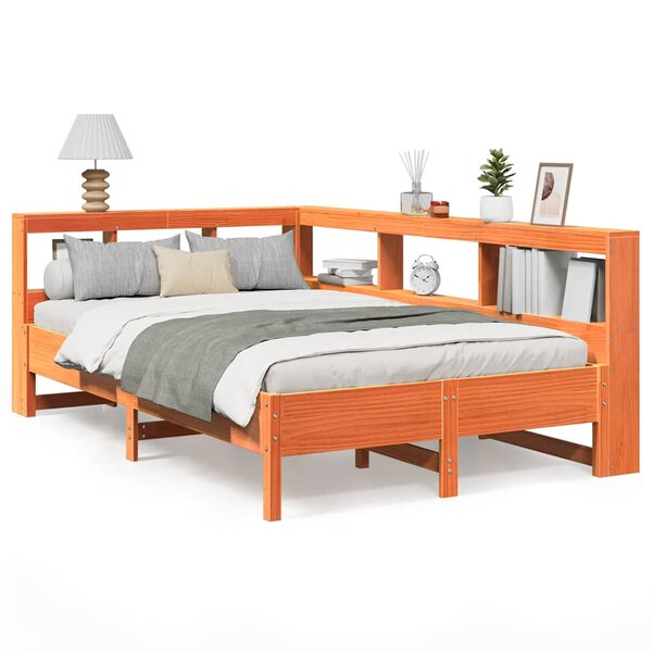 vidaXL Lit bibliothèque sans matelas cire marron 120x200 cm pin massif
