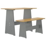 vidaXL Ensemble à manger REINE 3 Pièces marron miel gris bois pin massif