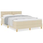 vidaXL Lit ressort avec matelas crème 140x200 cm tissu