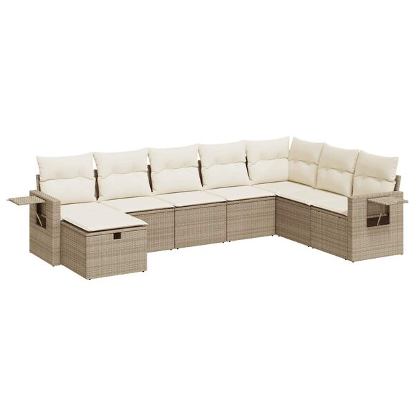 vidaXL Salon de jardin avec coussins 8 Pièces beige résine tressée