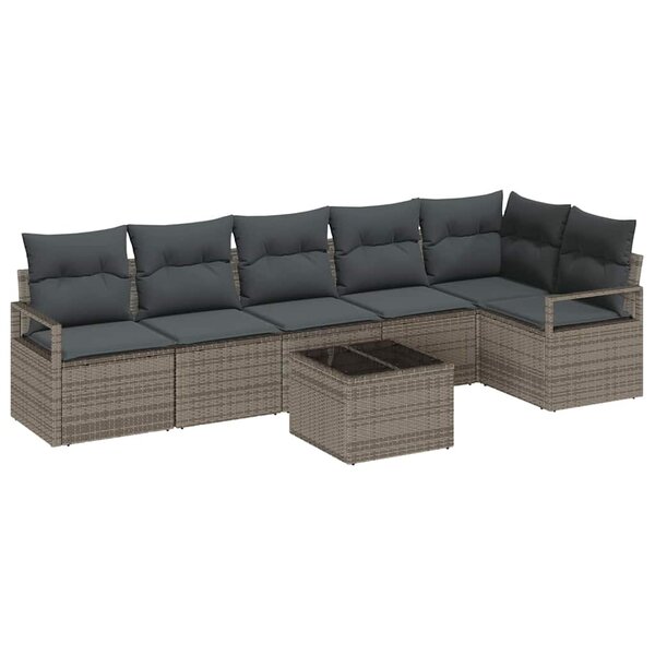 vidaXL Ensemble de canapé de jardin 7 Pièces Gris Poly rotin
