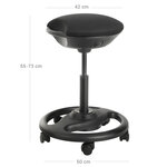 Tabouret de travail dynamique chaise de bureau pivotante ergonomique avec roulettes siège extra large inclinaison à 10° hauteur réglable rembourrage épais noir 12_0001457