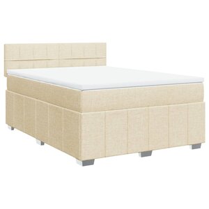 vidaXL Sommier à lattes de lit avec matelas Crème 140x200 cm Tissu