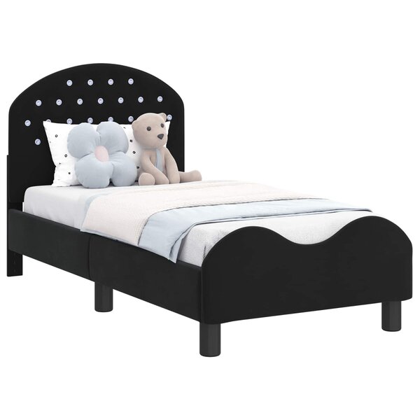 vidaXL Cadre de lit pour tout-petit avec tête de lit Noir 70 x 140 cm