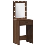 Ensemble de coiffeuse 3 pièces en bois d'ingénierie chêne brun