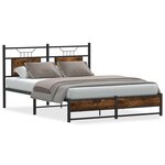 vidaXL Cadre de lit sans matelas chêne fumé 140x190 cm bois ingénierie