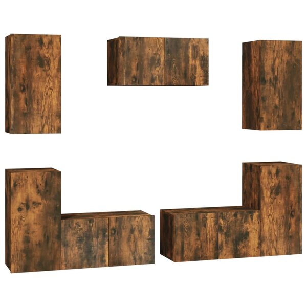 vidaXL Ensemble de meubles TV 7 Pièces Chêne fumé Bois d'ingénierie