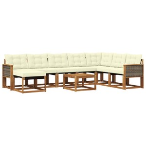 vidaXL Ensemble de canapés d'extérieur 9 pc Naturel et Crème