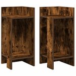 vidaXL Tables d'appoint 2 Pièces avec étagère chêne fumé 25 5x27x60 cm