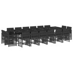 vidaXL Ensemble à manger de jardin 17 Pièces coussins noir résine tressée
