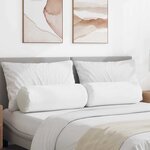 vidaXL Coussins d'accent 2 Pièces Blanc Ø 25 x 70 cm tissu