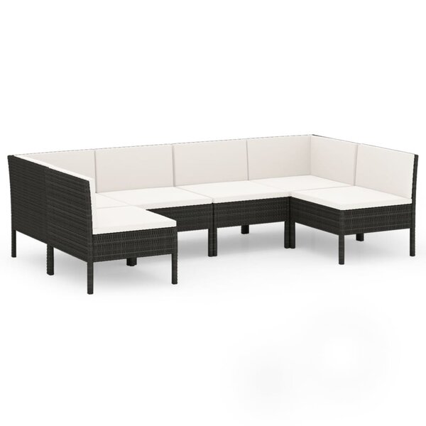 Salon de jardin meuble d'extérieur ensemble de mobilier 6 pièces avec coussins résine tressée noir 02_0016920