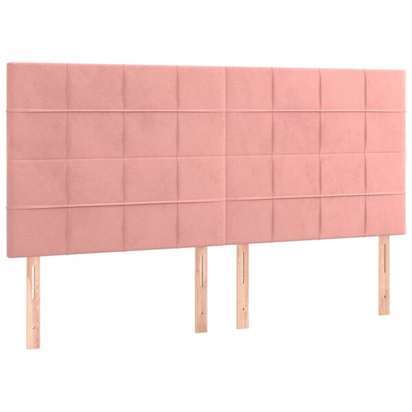vidaXL Tête de lit Rose 200x5x118/128 cm Velours