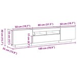 Meuble TV vidaXL avec des lumières LED en chêne noir de 180x35x40 cm en bois d'ingénierie