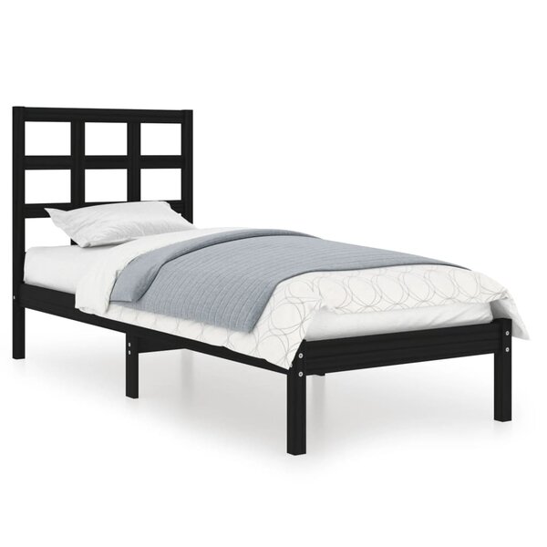 vidaXL Cadre de lit sans matelas noir 75x190 cm bois massif