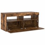 vidaXL Meuble TV avec lumières LED Chêne fumé 90x35x40 cm