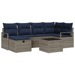 vidaXL Ensemble de Canapés avec coussin Gris et marine polyrotin