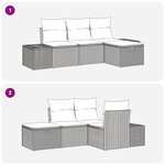vidaXL Ensemble de Canapés de Jardin de 4 pièces avec Coussins en Poly Rotin Gris Clair