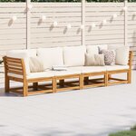 vidaXL Salon de jardin 4 Pièces avec coussins Bois d'acacia solide