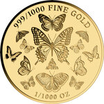 Monnaie MONARCH BUTTERFLY Butterflies 1/1000 Oz Medaille Or (PRÉCOMMANDE)