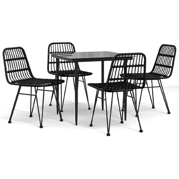 vidaXL Ensemble à manger de jardin 5 Pièces Noir Résine tressée