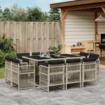 vidaXL Ensemble à manger de jardin 11Pièces avec coussins gris poly rotin