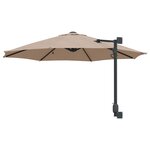 vidaXL Parasol de jardin mural avec LEDs Taupe 248 cm