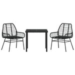 vidaXL Ensemble de salle à manger de jardin 3 pièces Noir Poly Rattan