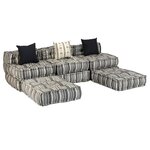 vidaXL Pouf modulaire à 3 places Gris rayé Tissu