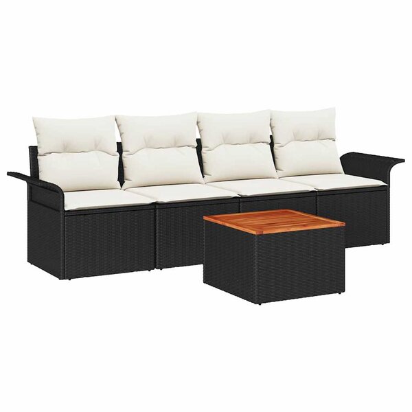 vidaXL Ensemble de canapé de jardin 5 Pièces Noir  Crème 55 x 55 x 37 cm