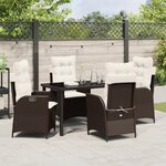 vidaXL Ensemble de salle à manger de jardin 5 pièces avec coussins marron en poly rattan